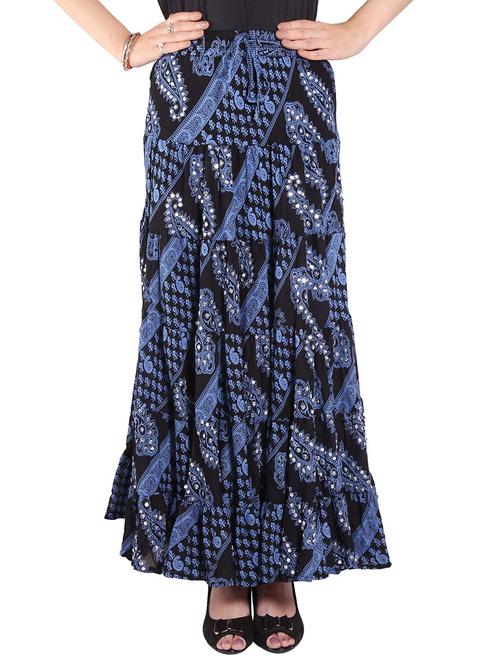 printed dark blue cotton skirt - 12951287 - Very Small Image - 1