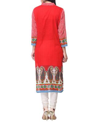 blue cotton straight kurta - 12953597 - Standard Image - 3