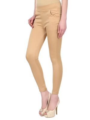beige cotton jeggings - 12958488 - Standard Image - 2