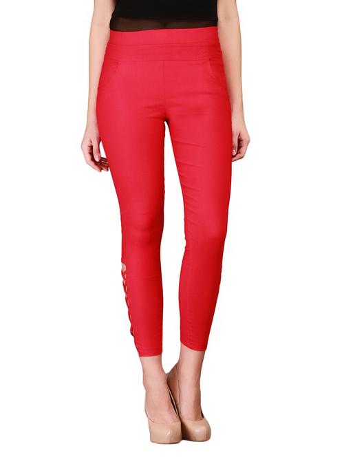 red cotton jeggings - 12958491 - Standard Image - 1