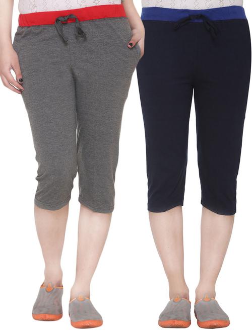 multi colored cotton sports capri combo - 12958682 - Very Small Image - 1