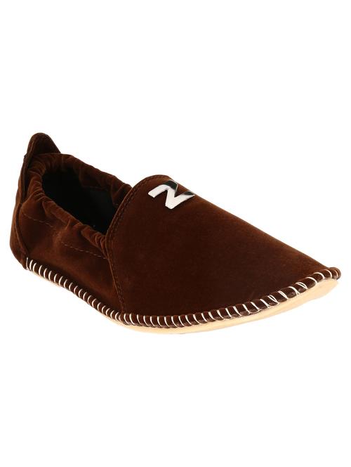 brown velvet slip on jutis - 12959522 - Standard Image - 1