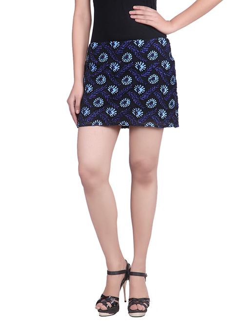 blue embroidered cotton skirt - 12960173 - Standard Image - 1