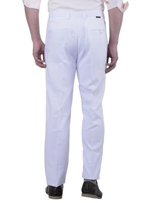 white cotton flat front formal trouser - 12960179 - Standard Image - 3