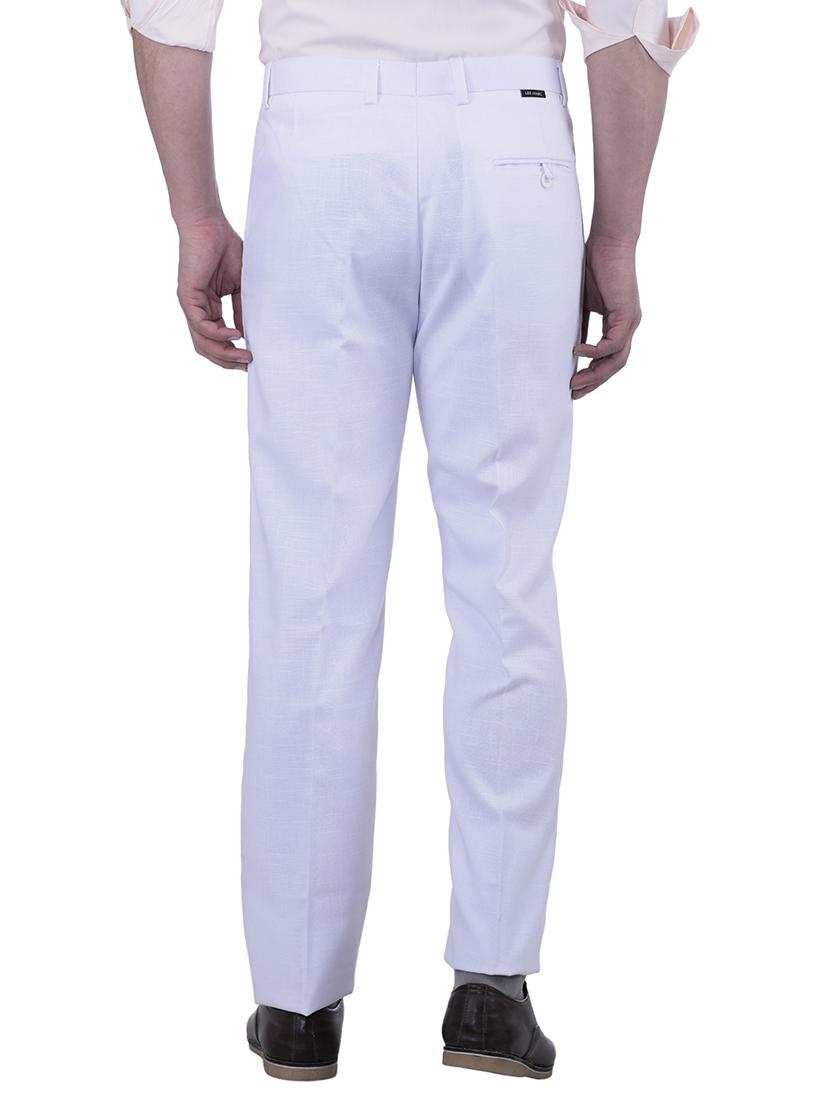 white cotton flat front formal trouser - 12960179 - Zoom Image - 3