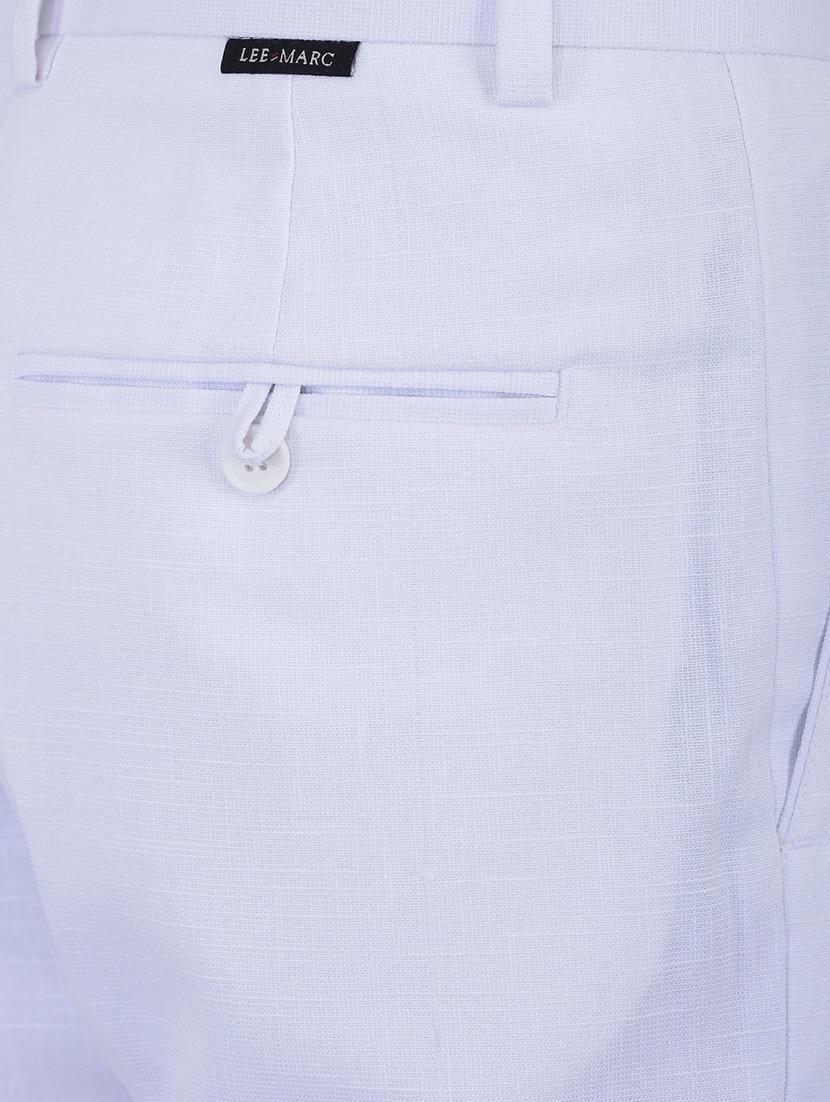 white cotton flat front formal trouser - 12960179 - Zoom Image - 4