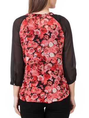 red floral printed georgette regular top - 12960839 - Standard Image - 3