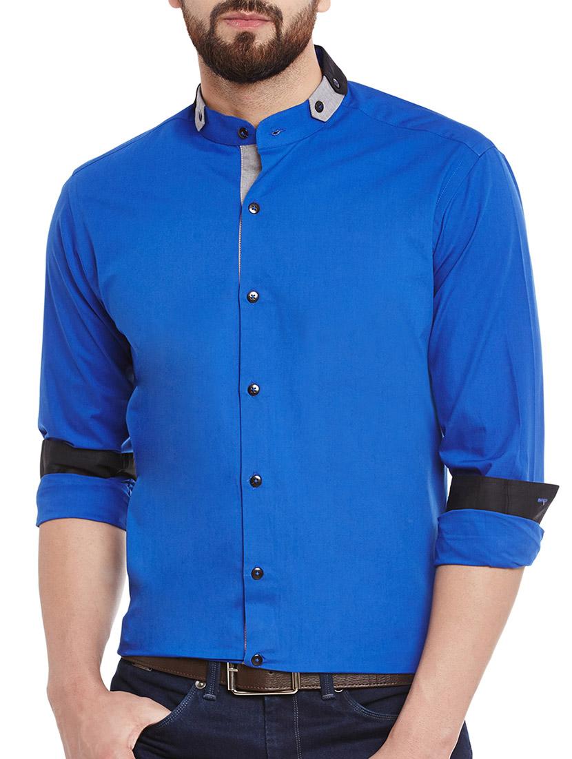 blue cotton casual shirt - 12961612 - Zoom Image - 1