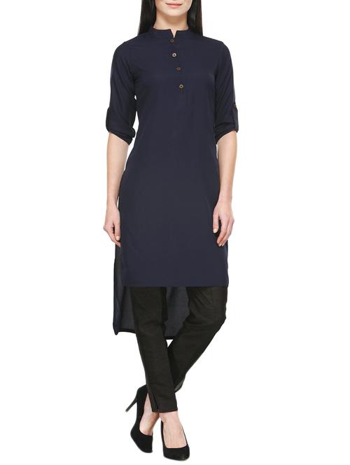 midnight high-low kurta - 12962066 - Standard Image - 1