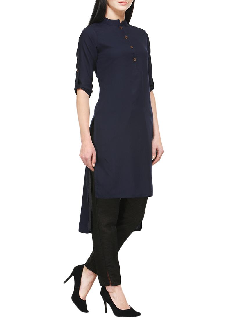 midnight high-low kurta - 12962066 - Zoom Image - 2