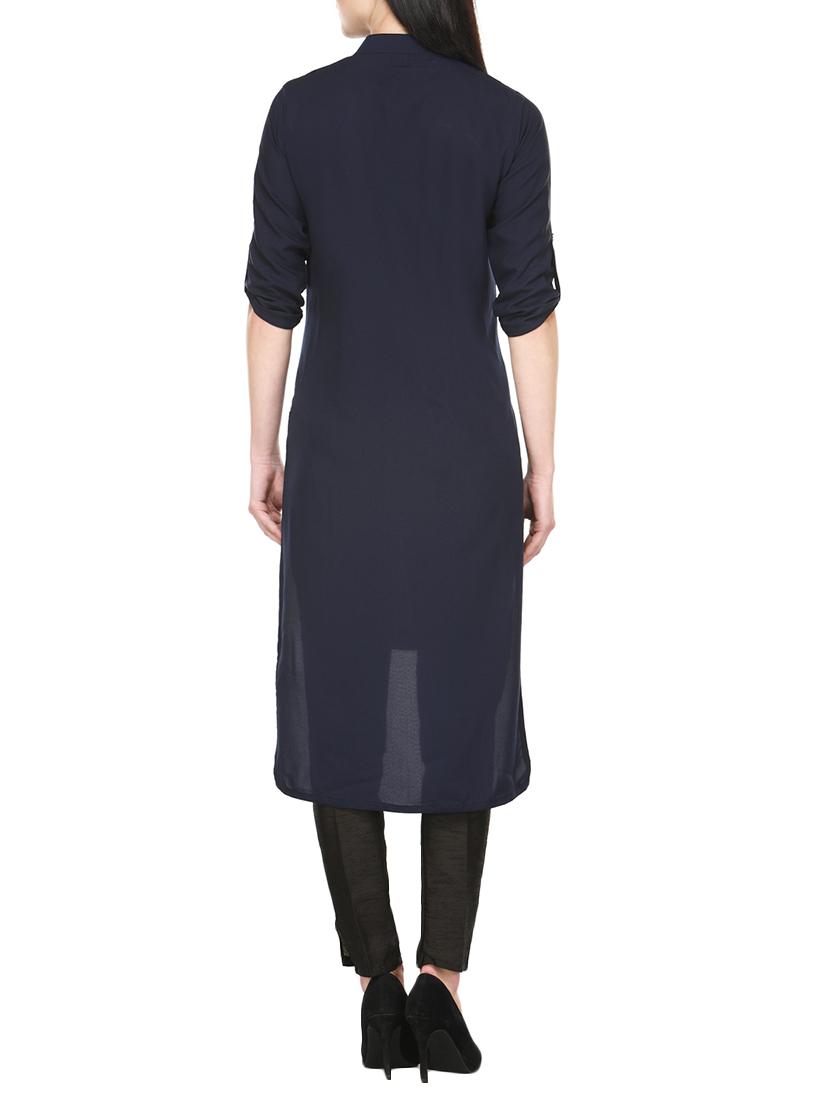 midnight high-low kurta - 12962066 - Zoom Image - 3