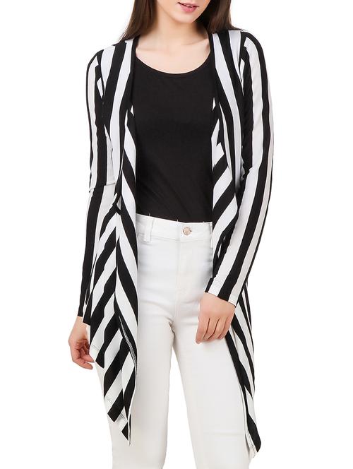 white striped jersey waterfall shrug - 12964746 - Standard Image - 1
