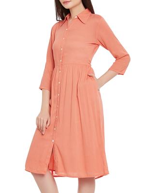 peach viscose dress - 12966216 - Standard Image - 2