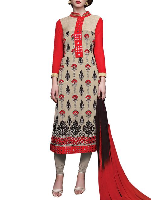 beige embroidered suit set - 1297199 - Standard Image - 1