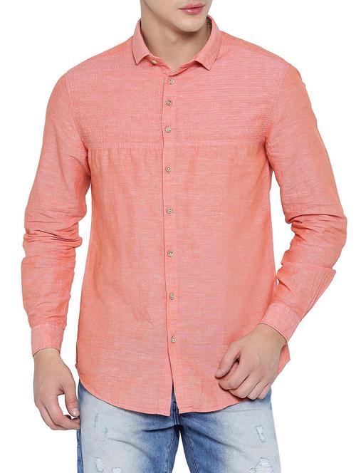solid coral cotton casual shirt - 12973367 - Standard Image - 1