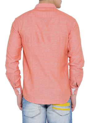 solid coral cotton casual shirt - 12973367 - Standard Image - 3