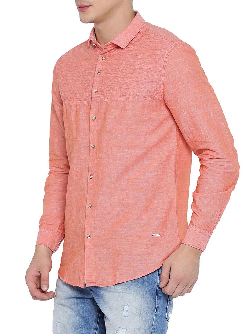 solid coral cotton casual shirt - 12973367 - Zoom Image - 2