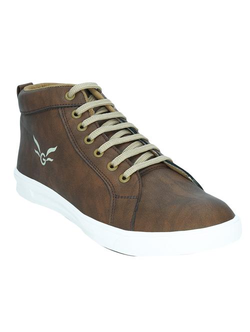 brown leatherette lace up sneaker - 12973458 -  Standard Image - 0