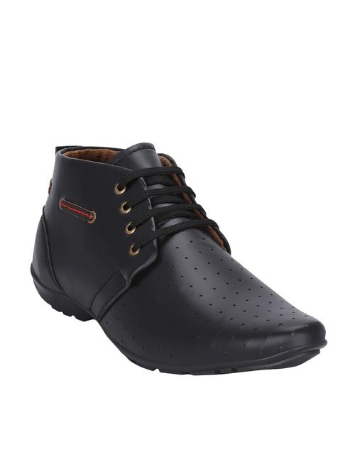 black leatherette low ankle boot - 12973536 - Standard Image - 1