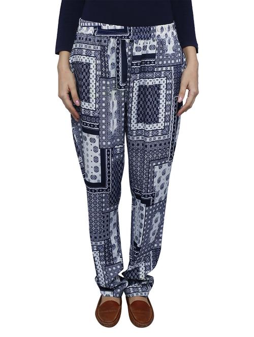 printed blue peg trouser - 12979188 - Very Small Image - 1