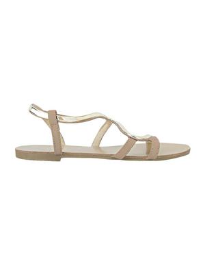 gold leatherette back strap sandals - 12982731 - Standard Image - 2
