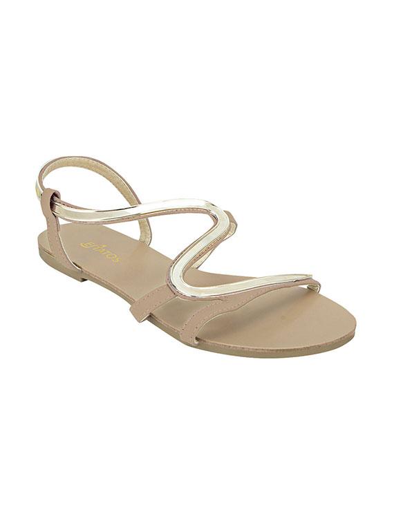 gold leatherette back strap sandals - 12982731 - Zoom Image - 1