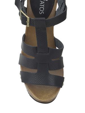 black leatherette back strap sandals - 12982743 - Standard Image - 3