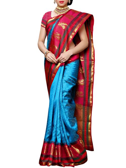 blue mysore silk saree with blouse - 12985034 - Very Small Image - 1