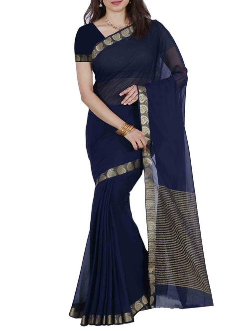 blue chiffon saree with blouse - 12985341 - Standard Image - 1