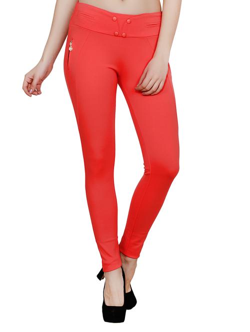 red polyester jeggings - 12986660 -  Standard Image - 0