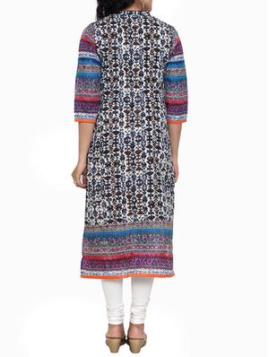 bluecolored cotton straight kurta - 12986794 - Standard Image - 3