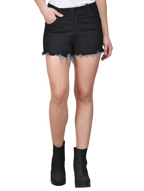 black denim shorts - 12986877 - Standard Image - 1