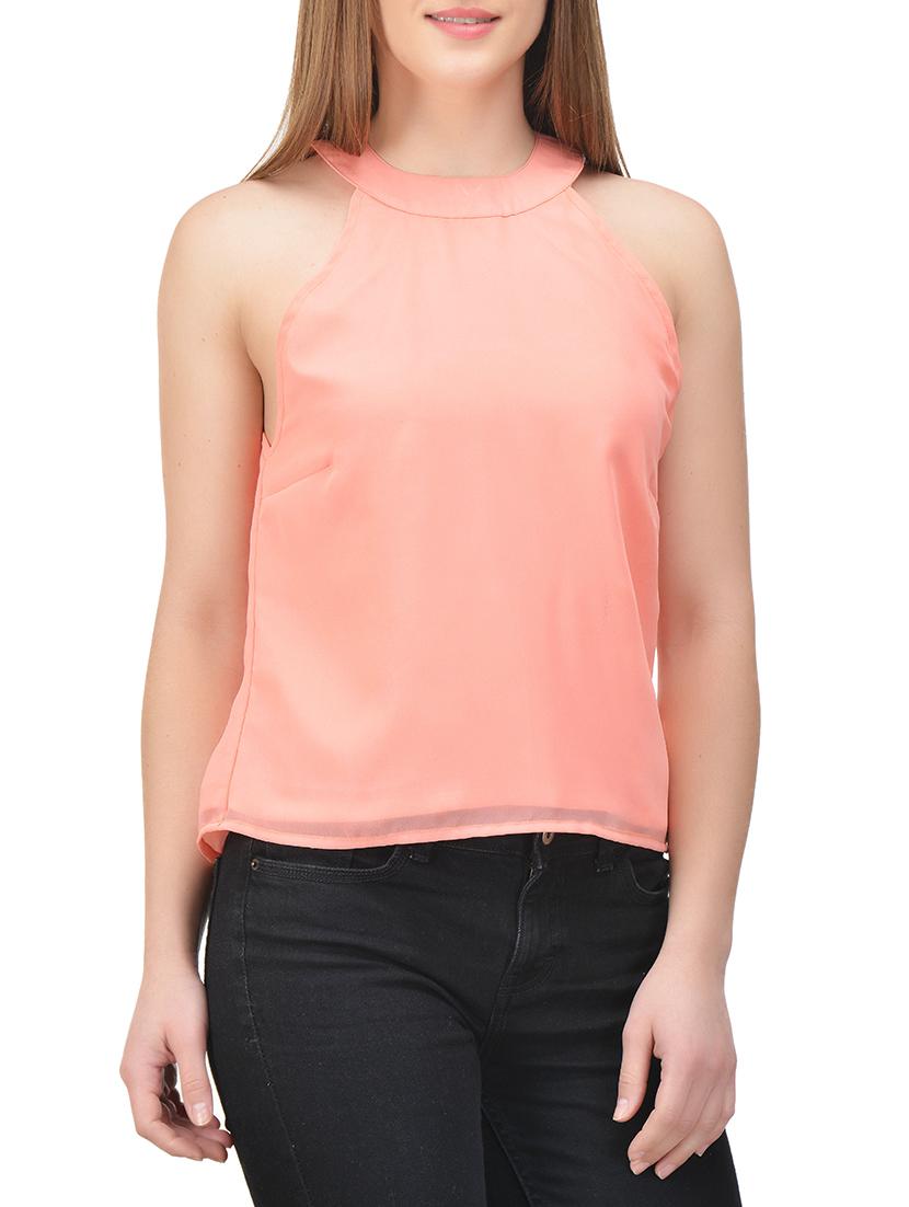 peach georgette top - 12986884 - Zoom Image - 1