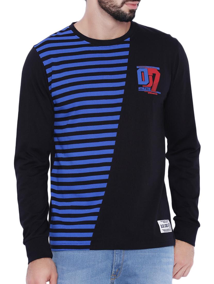 black cotton striped t-shirt - 12989381 - Zoom Image - 1
