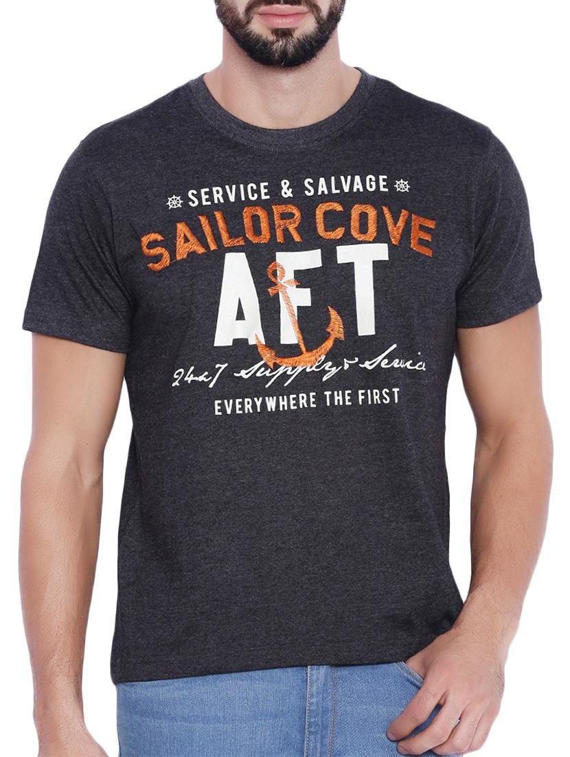 charcoal grey typographic print cotton t-shirt - 12989641 - Zoom Image - 1
