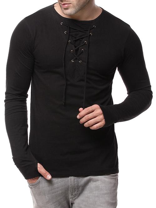 solid black cotton t-shirt - 12991511 - Standard Image - 1