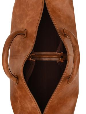 textured tan pure leather duffle bag - 12992677 - Standard Image - 3