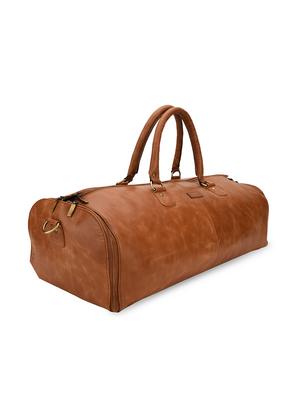 textured tan pure leather duffle bag - 12992677 - Standard Image - 5