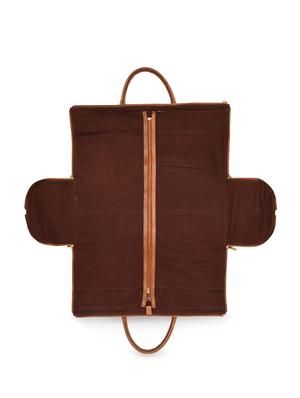 textured tan pure leather duffle bag - 12992677 - Standard Image - 6
