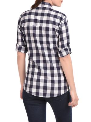 blue & white cotton check shirt - 12994053 - Standard Image - 3