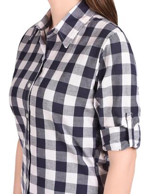 blue & white cotton check shirt - 12994053 - Standard Image - 4