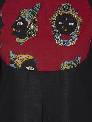 black cotton straight kurta - 12994294 - Standard Image - 4