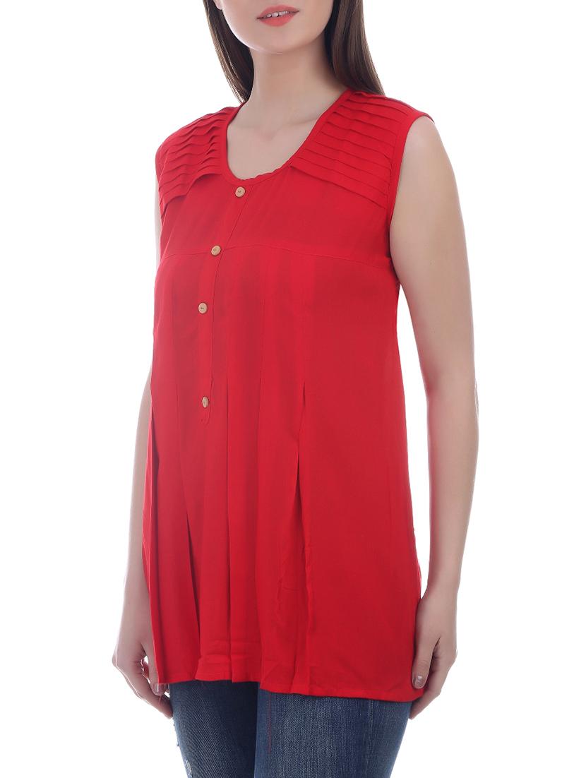 red viscose regular top - 12999617 - Zoom Image - 2