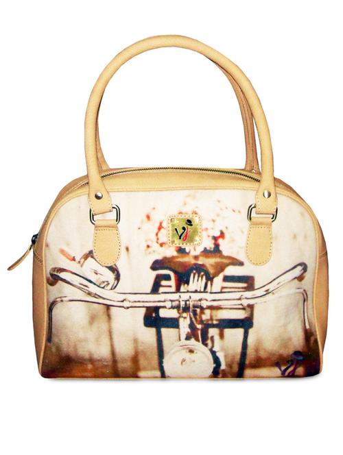 beige bicycle and navigator printed canvas handbag - 1300046 - Standard Image - 1