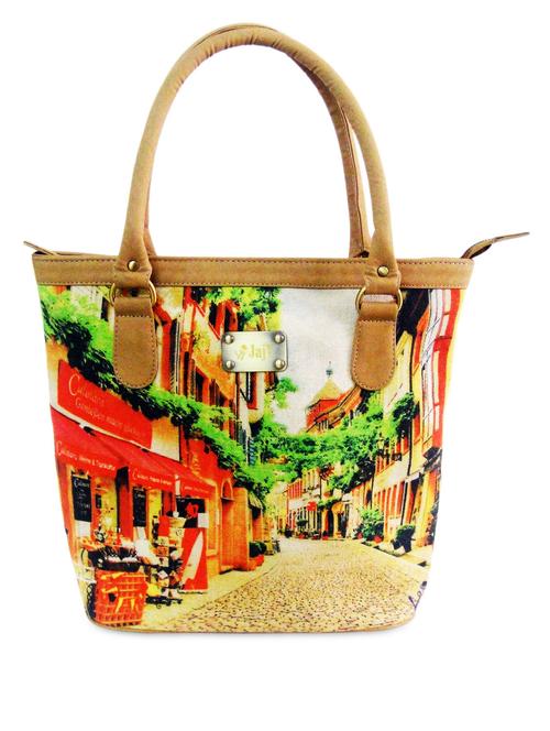 multicoloured printed canvas and leatherette tote - 1300076 - Standard Image - 1