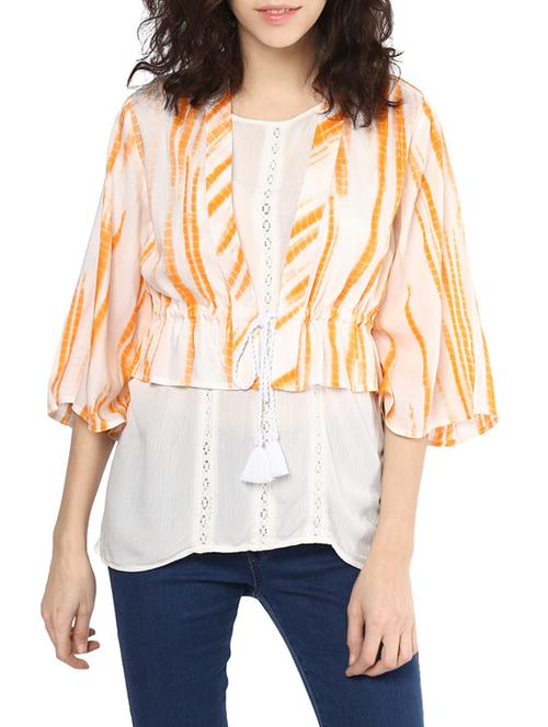 yellow printed rayon shrug - 13002445 - Very Small Image - 1