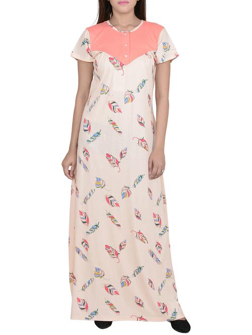 pink cotton nighty - 13002927 - Standard Image - 1