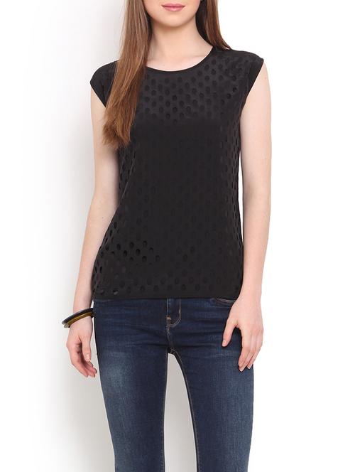 black polyester regular top - 13003913 - Standard Image - 1