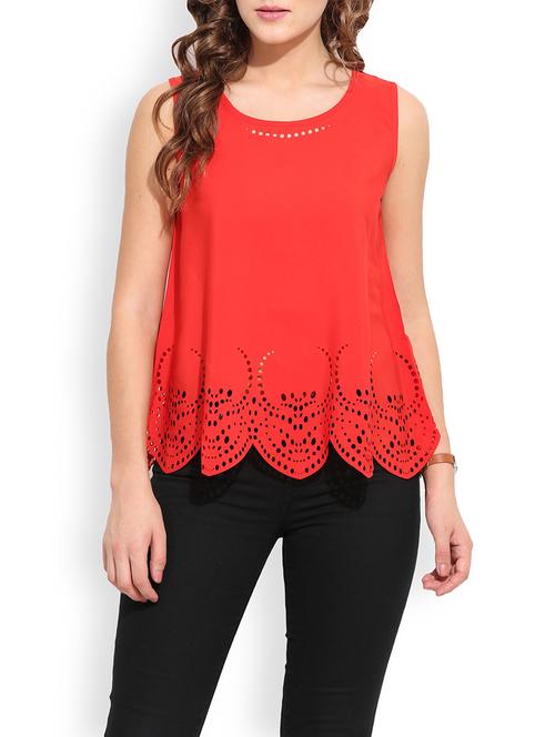 red cutwork regular top - 13003935 - Standard Image - 1