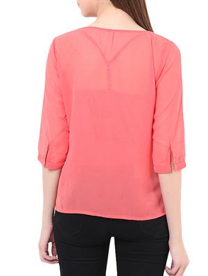 pink cutwork regular top - 13003956 - Standard Image - 3